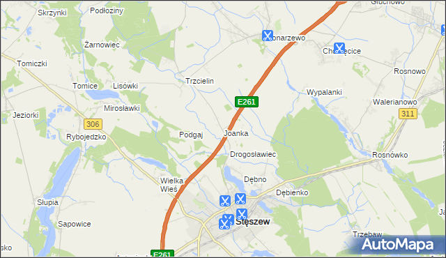 mapa Joanka gmina Dopiewo, Joanka gmina Dopiewo na mapie Targeo