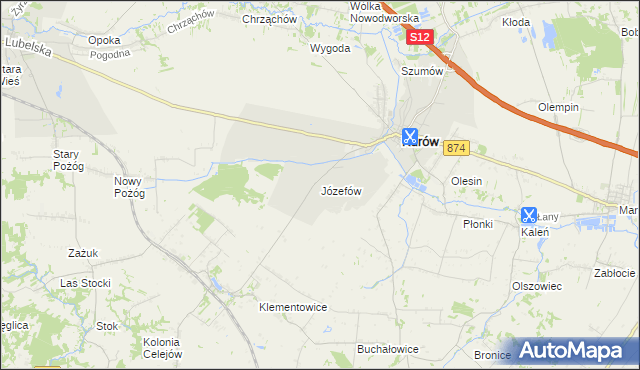 mapa Józefów gmina Kurów, Józefów gmina Kurów na mapie Targeo