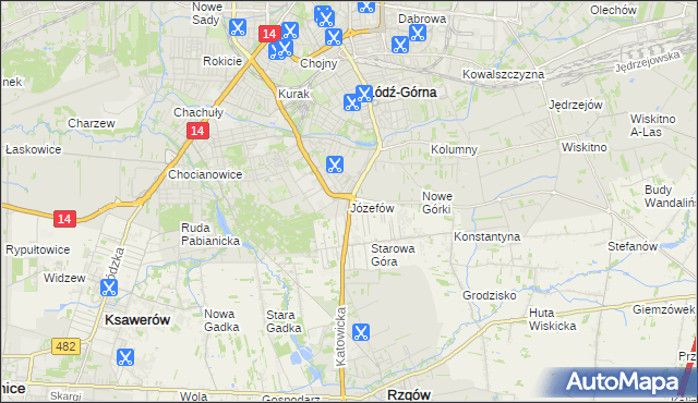 mapa Józefów gmina Łódź, Józefów gmina Łódź na mapie Targeo
