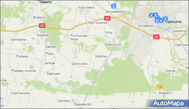 mapa Józefów gmina Sławno, Józefów gmina Sławno na mapie Targeo