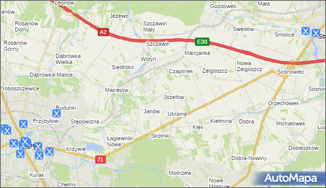 mapa Józefów gmina Zgierz, Józefów gmina Zgierz na mapie Targeo