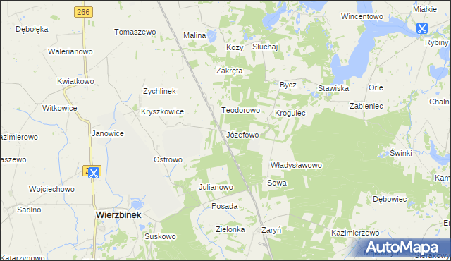 mapa Józefowo gmina Piotrków Kujawski, Józefowo gmina Piotrków Kujawski na mapie Targeo