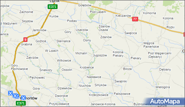 mapa Jugoszów, Jugoszów na mapie Targeo