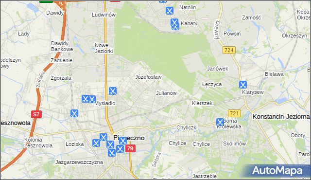 mapa Julianów gmina Piaseczno, Julianów gmina Piaseczno na mapie Targeo