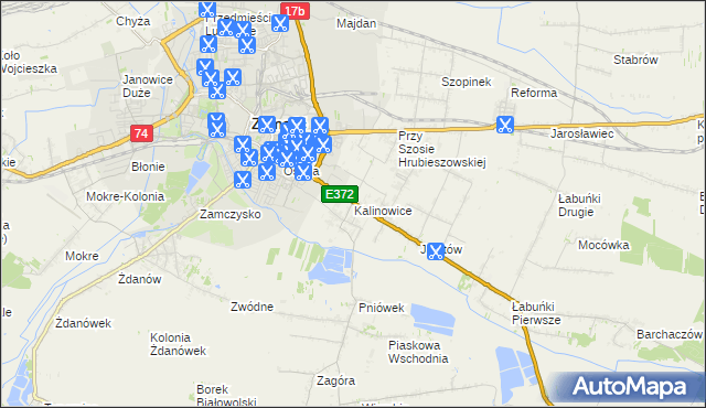 mapa Kalinowice gmina Zamość, Kalinowice gmina Zamość na mapie Targeo