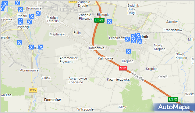 mapa Kalinówka gmina Głusk, Kalinówka gmina Głusk na mapie Targeo