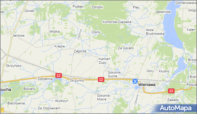 mapa Kamień Duży gmina Wieniawa, Kamień Duży gmina Wieniawa na mapie Targeo