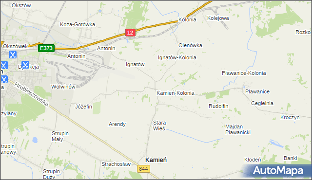 mapa Kamień-Kolonia gmina Kamień, Kamień-Kolonia gmina Kamień na mapie Targeo