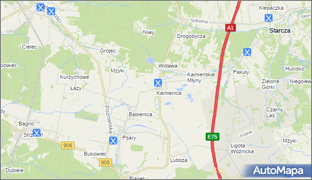 mapa Kamienica gmina Woźniki, Kamienica gmina Woźniki na mapie Targeo