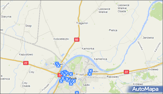 mapa Kamionka gmina Malbork, Kamionka gmina Malbork na mapie Targeo