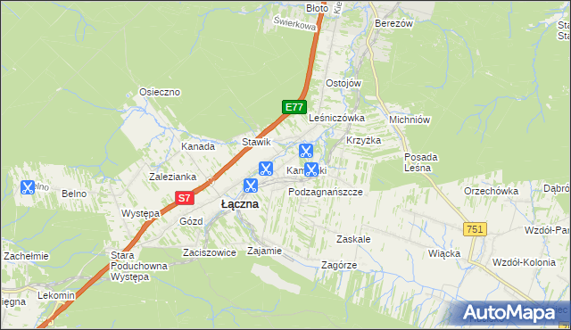 mapa Kamionki gmina Łączna, Kamionki gmina Łączna na mapie Targeo