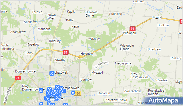 mapa Kanada gmina Bełchatów, Kanada gmina Bełchatów na mapie Targeo