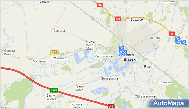 mapa Kantorowice gmina Lewin Brzeski, Kantorowice gmina Lewin Brzeski na mapie Targeo