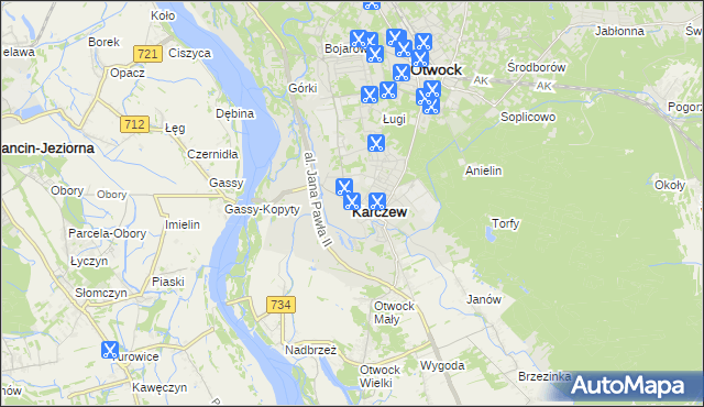 mapa Karczew powiat otwocki, Karczew powiat otwocki na mapie Targeo