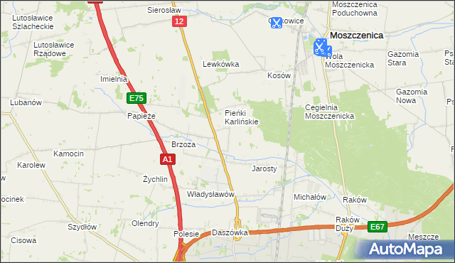 mapa Karlin gmina Moszczenica, Karlin gmina Moszczenica na mapie Targeo