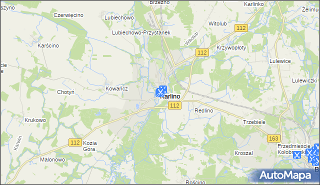 mapa Karlino, Karlino na mapie Targeo