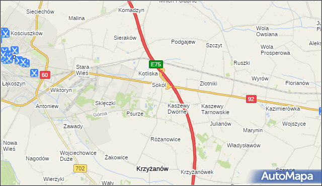 mapa Kaszewy Kościelne, Kaszewy Kościelne na mapie Targeo