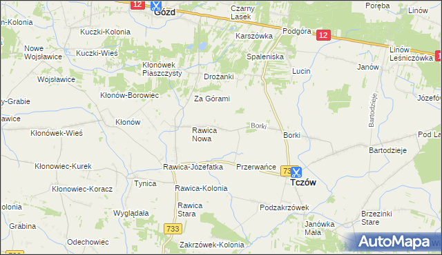 mapa Kazimierzów gmina Tczów, Kazimierzów gmina Tczów na mapie Targeo