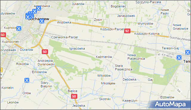 mapa Kaźmierów gmina Sochaczew, Kaźmierów gmina Sochaczew na mapie Targeo