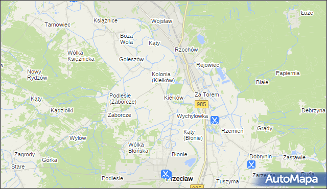 mapa Kiełków gmina Przecław, Kiełków gmina Przecław na mapie Targeo