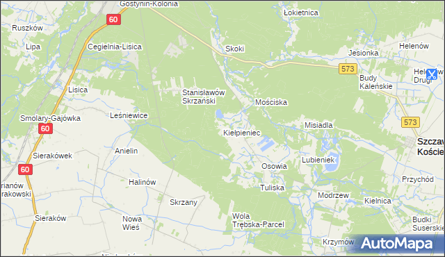 mapa Kiełpieniec, Kiełpieniec na mapie Targeo