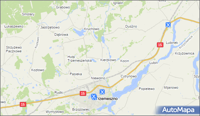 mapa Kierzkowo gmina Trzemeszno, Kierzkowo gmina Trzemeszno na mapie Targeo