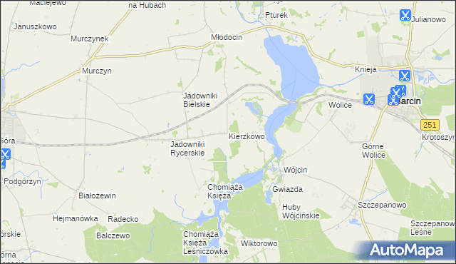 mapa Kierzkowo gmina Żnin, Kierzkowo gmina Żnin na mapie Targeo