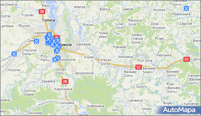 mapa Klecza Dolna, Klecza Dolna na mapie Targeo