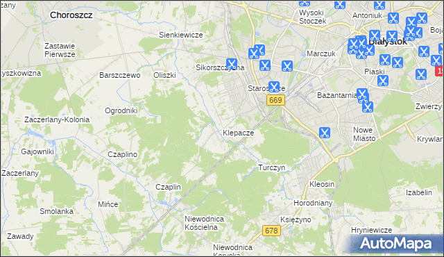 mapa Klepacze gmina Choroszcz, Klepacze gmina Choroszcz na mapie Targeo