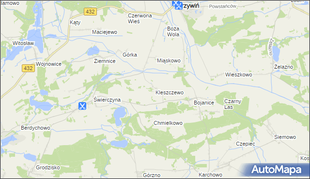 mapa Kleszczewo gmina Osieczna, Kleszczewo gmina Osieczna na mapie Targeo