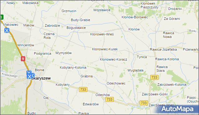 mapa Kłonowiec-Koracz, Kłonowiec-Koracz na mapie Targeo