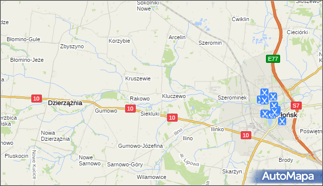 mapa Kluczewo gmina Płońsk, Kluczewo gmina Płońsk na mapie Targeo