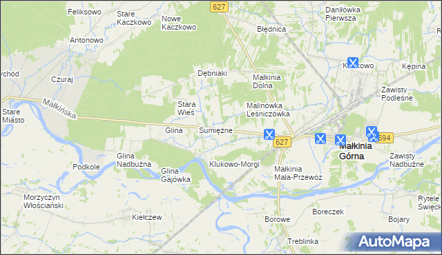 mapa Klukowo gmina Małkinia Górna, Klukowo gmina Małkinia Górna na mapie Targeo