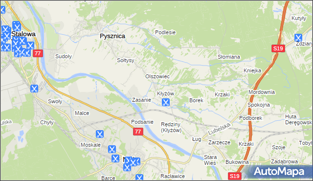 mapa Kłyżów, Kłyżów na mapie Targeo