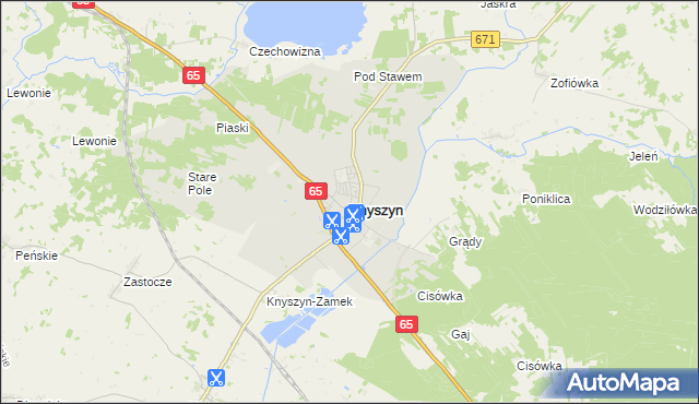 mapa Knyszyn powiat moniecki, Knyszyn powiat moniecki na mapie Targeo