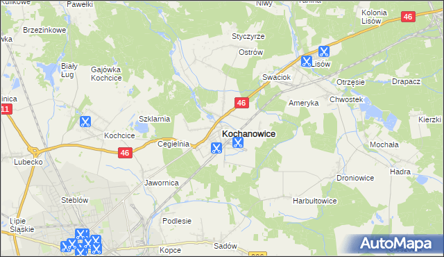 mapa Kochanowice, Kochanowice na mapie Targeo