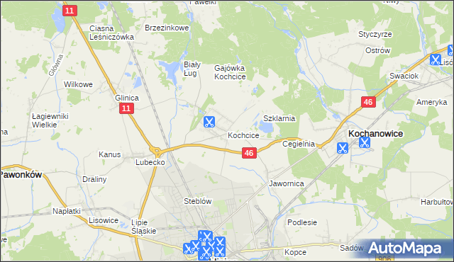 mapa Kochcice, Kochcice na mapie Targeo