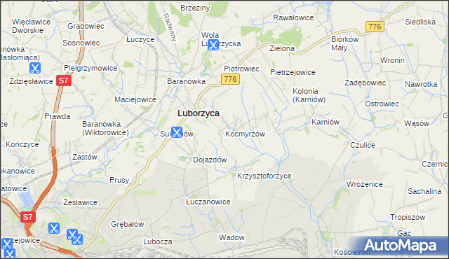 mapa Kocmyrzów, Kocmyrzów na mapie Targeo