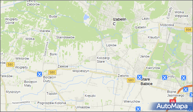 mapa Koczargi Stare, Koczargi Stare na mapie Targeo