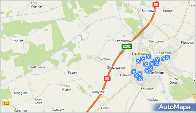 mapa Kokorzyn, Kokorzyn na mapie Targeo