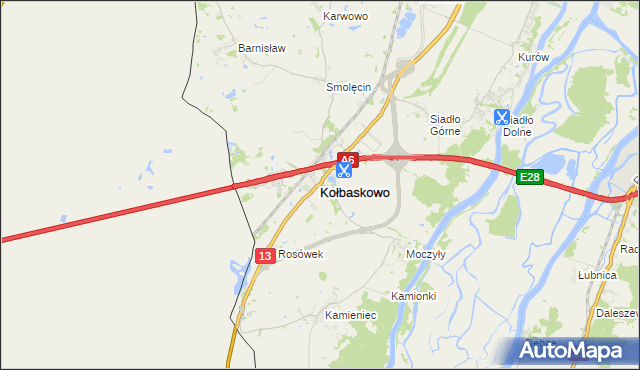 mapa Kołbaskowo, Kołbaskowo na mapie Targeo