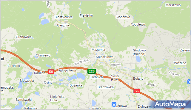 mapa Koleczkowo, Koleczkowo na mapie Targeo