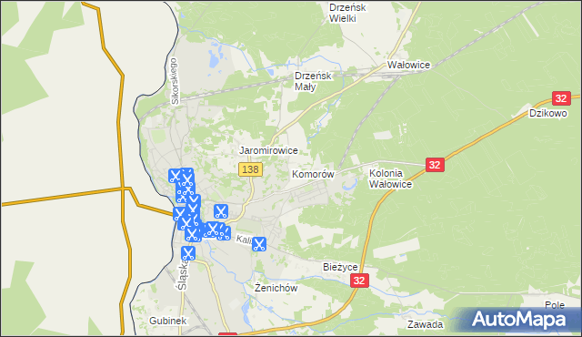 mapa Komorów gmina Gubin, Komorów gmina Gubin na mapie Targeo