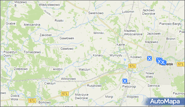 mapa Konary gmina Nasielsk, Konary gmina Nasielsk na mapie Targeo