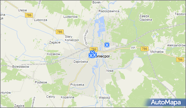 mapa Koniecpol, Koniecpol na mapie Targeo