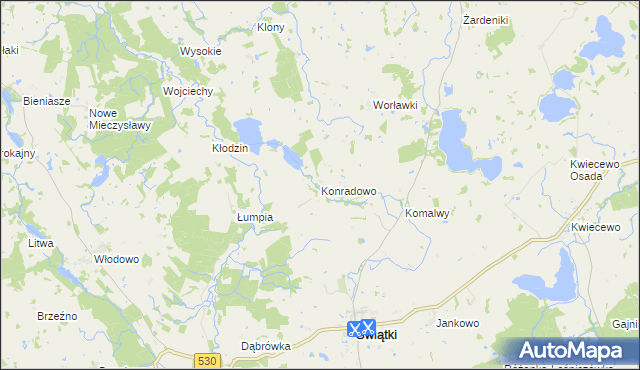 mapa Konradowo gmina Świątki, Konradowo gmina Świątki na mapie Targeo