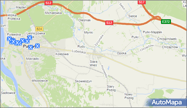 mapa Końskowola, Końskowola na mapie Targeo