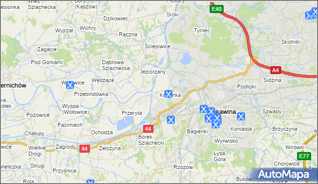 mapa Kopanka gmina Skawina, Kopanka gmina Skawina na mapie Targeo