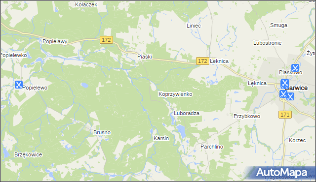 mapa Koprzywienko, Koprzywienko na mapie Targeo