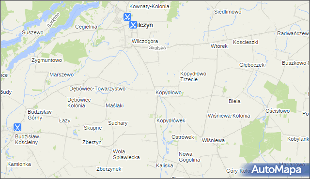 mapa Kopydłowo gmina Wilczyn, Kopydłowo gmina Wilczyn na mapie Targeo